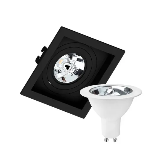 Spot recuado Ar-70 Preto + Lampada 4w AR-70 Completo 