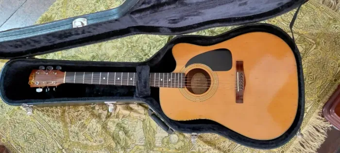 Violão Folk Fender 6 Strings Electric Guitar Vintage Maade In Korea + Case Texano Western 
