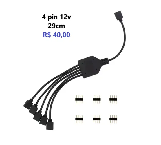 Splitter 4pin 12v fan fita led rgb 1 para 5