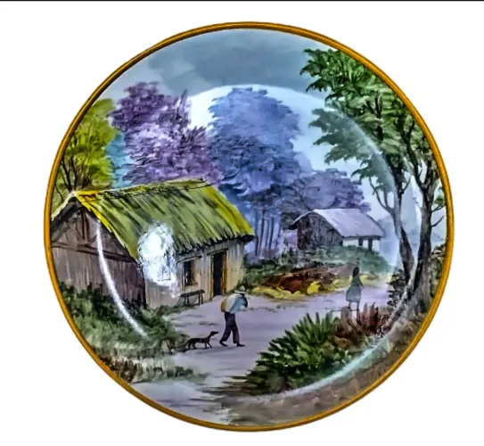 Antigo Prato decorativo Italiano Pintado a Mão Vintage Retro