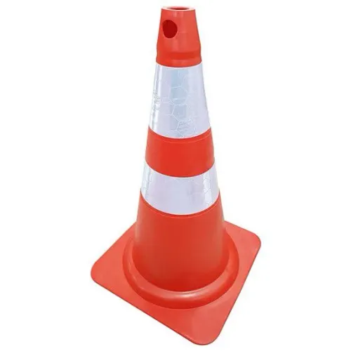 Cone 75cm Refletivo Flexivel Plastcor Laranja e Branco