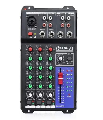 Mesa Mix 3Canais Professional Sound Mixer Console Entrada de computador 48v Power