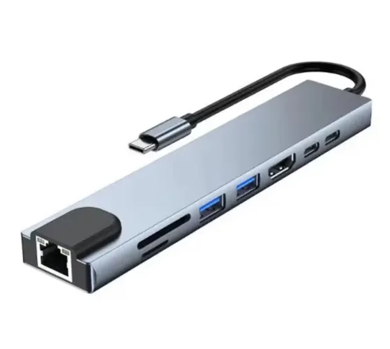 Adaptador Hub Usb Tipo C 8 em 1 Para Macbook Notebook Pc