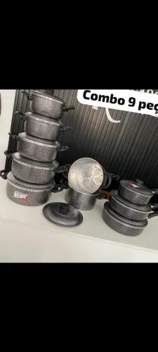 Kit 09 peças panelas, frigideiras e cuzcuzeiro moderno