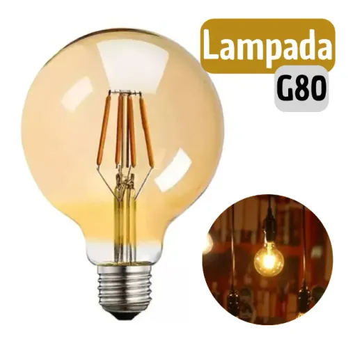 Lâmpada Led Filamento Grande Globo Retro Vintage G80 _ CS569