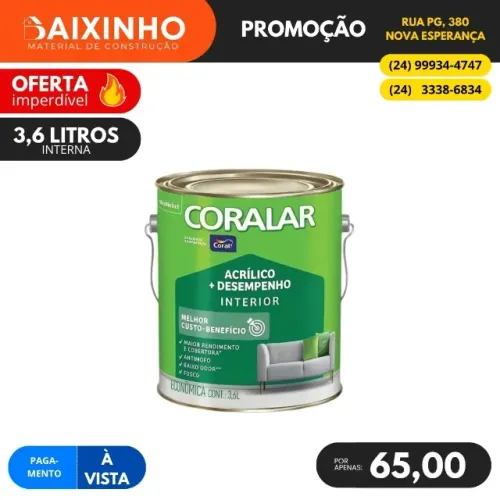 Tinta Acrílica 3,6 Litros Coralar