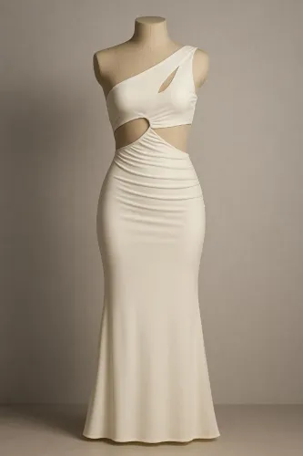 Vestido Longo Branco com recortes