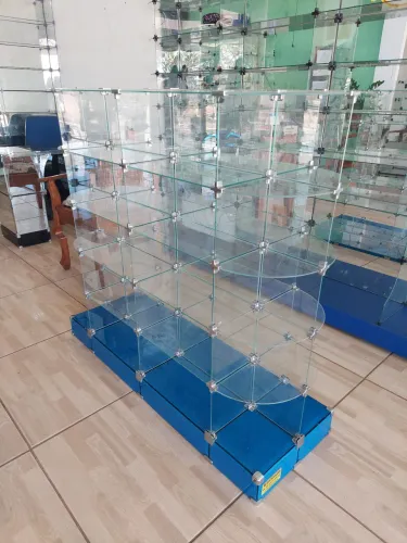 Gôndola de vidro 1,00m azul