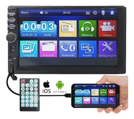 Central Multimídia 1 Din Ley-2063 Mp5 Touch Screen Bluetooth