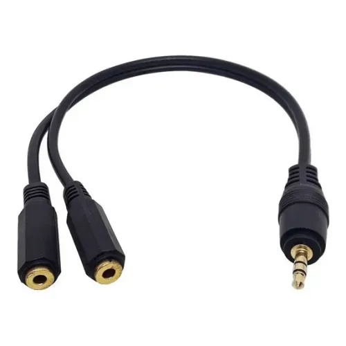 Cabo Adaptador de Audio P2 Duplo Femea Para 2 Fones