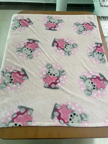 Lote Cobertor de Bebê Rosa com Estampa de Ursinhos
