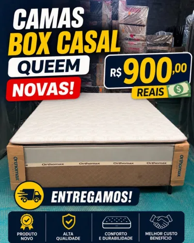 CAMAS BOX CASAL QUEEM NOVAS COM PILLOW