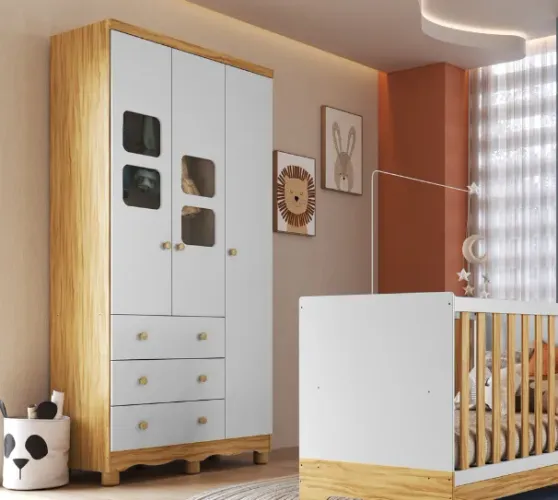 Guarda Roupa Infantil 3 Portas Lumi 100% MDF (Novo)