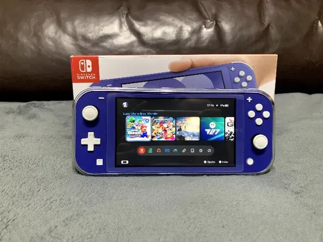 Nintendo Switch Lite Azul Desbloqueado + 128 GB + Kit Completo de Acessórios