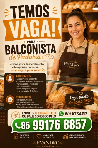 VAGA para ATENDENTE BALCONISTA