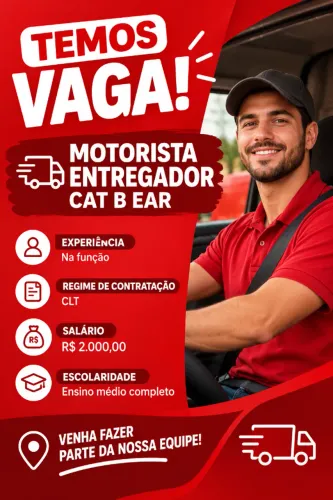 MOTORISTA ENTREGADOR - CAT B EAR