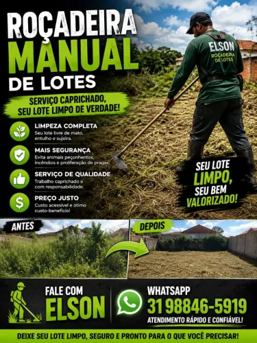 Servico de roçar e limpeza de lotes