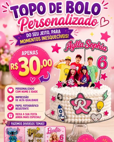 Topo de Bolo Personalizado 