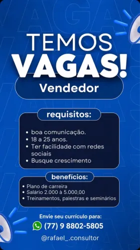 Vagas para vendedor interno 