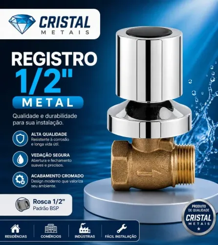 Registro de metal inox 1/2 polegada ( Produto novo lacrado )