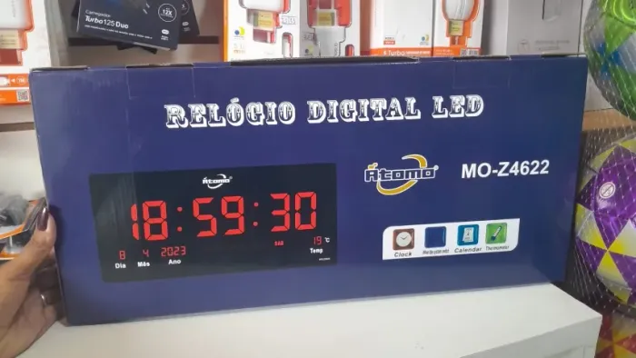 RELOGIO DE LED DIGITAL GRANDE ATOMO MO-Z4622