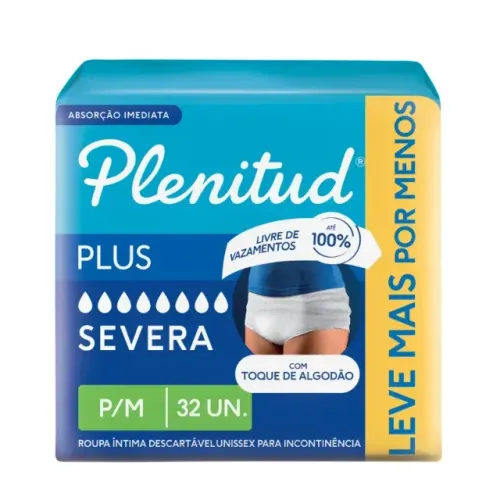 Roupa Íntima Plenitud Plus P/M (32 Unidades) - Embalagem Fechada