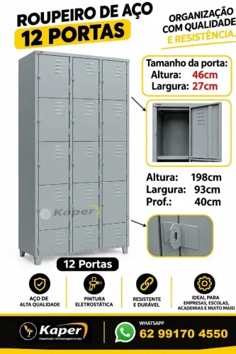 Roupeiro de aço 12 portas ( produto novo ) Organize os pertences com armario vestiario
