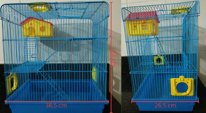 Gaiola para Hamster Azul Completa + Kit de Tubos e Conexões Coloridas