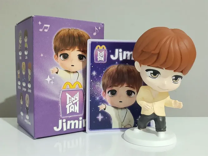 Boneco TinyTan Jimin BTS - McDonald's (Edição Europa) + Card e Caixa