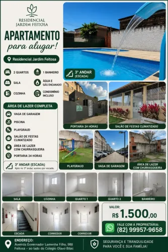 Aluguel no Residencial Jardim Feitosa, 2 quartos.