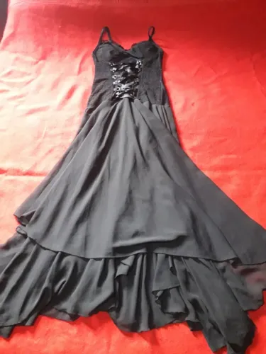Vestido preto longo Tam M gótico, festa, elegante, rock, balada