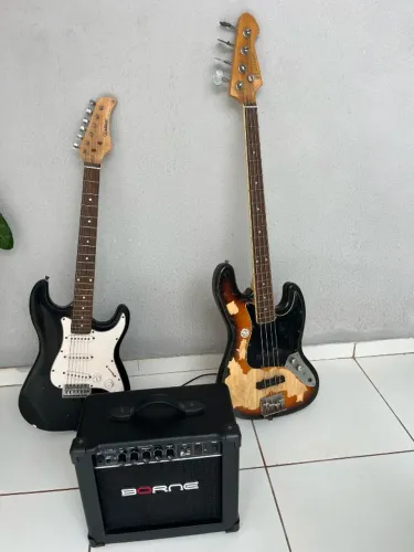 Kit Guitarra + Baixo e Caixa amplificada