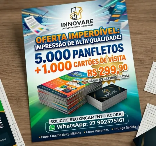 PROMOÇÃO IMPERDÍVEL: 5000 Panfletos + 1000 Cartões de Visita GRÁTIS!