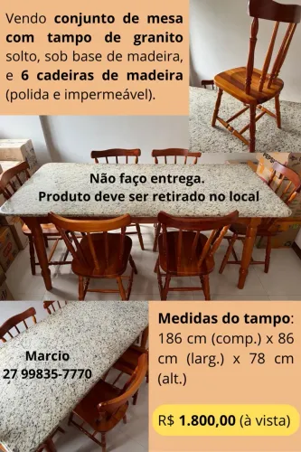 Conjunto mesa e 6 cadeiras