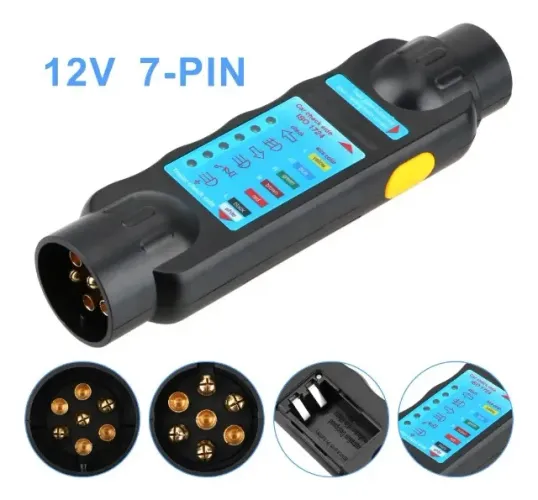 Testador Reboque 12v Plug 7 Pinos Tomada Carretinha Carro Trailer Universal
