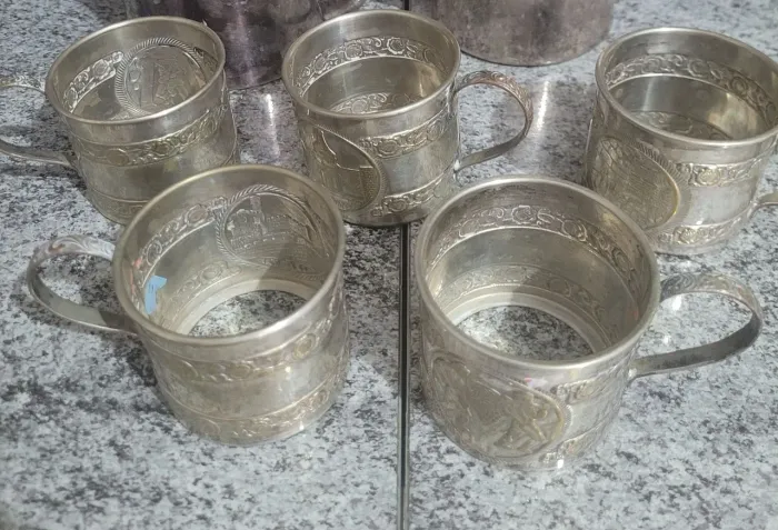 Conjunto de suporte de copos Israelitas antigos Prata
