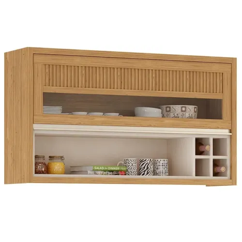 Armário Aéreo Lisboa 120cm 1 Porta com Adega Itatiaia / pronta entrega