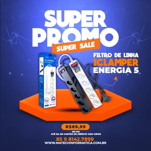 Filtro de Linha iClamper Energia 5 -  Preto