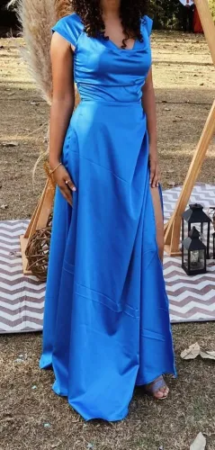 Vestido Longo Azul com Fenda - Elegante para Festa e Evento ?