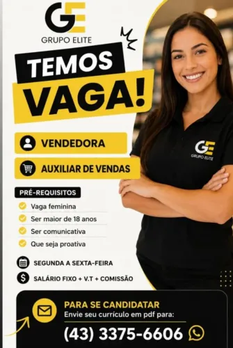 VAGA DE EMPREGO VENDEDORA ATACADISTA