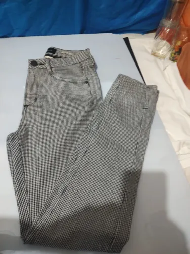 Calça Xadrez Feminina Dudalina Cigarrette Cintura Média - Tamanho 34 