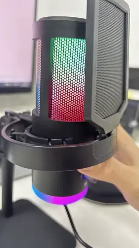 Microfone USB Condensador HAOMUREN com RGB - Ideal para Streaming, Games e Podcast