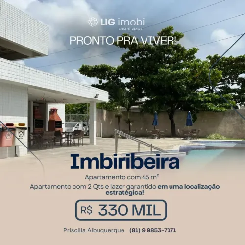 Oportunidade para venda na Imbiribeira! Apartamento com 45m², 2 Qts e área de lazer comple