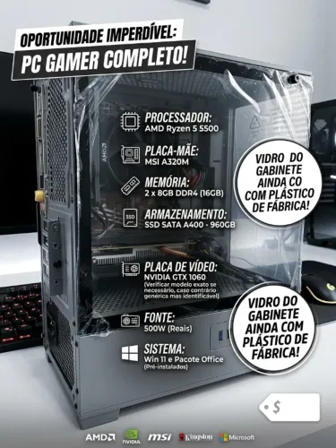PC Gamer - Ryzen 5500 + 16Gb Ram + GTX 1060 6 GB