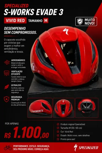 Capacete specialized evade 3 vermelho vivid red