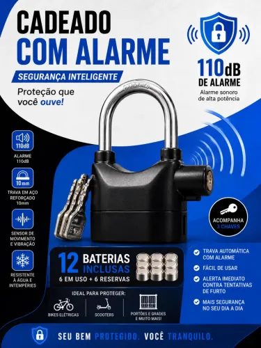 Cadeado com alarme sonoro 110dB