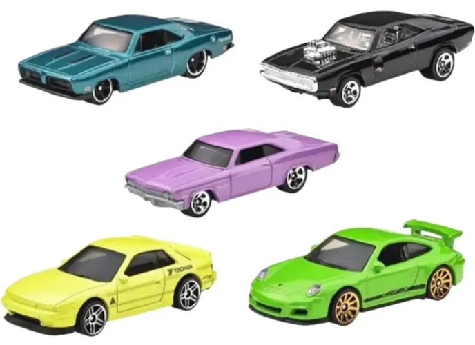 Pack Velozes e furiosos Hot wheels com 5 Carrinhos