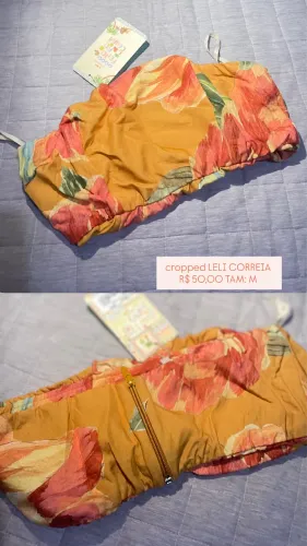 Cropped estampado na etiqueta da leli corrêa