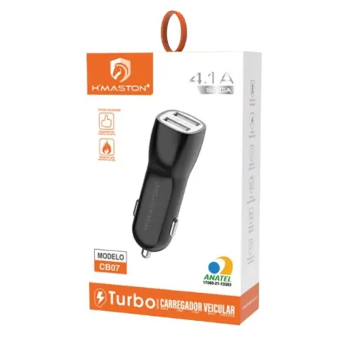 Carregador Turbo para Carro Veicular 2 USB 4,1A Carga Rápida Universal CB07