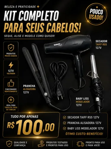 Venda de secador, prancha e baby liss